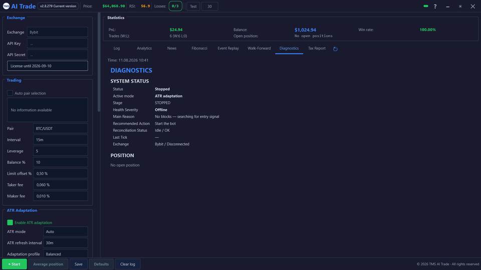 Diagnostics tab in the Windows client